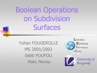 Boolean Operations  on Subdivision  Surfaces  Yohan FOUGEROLLE  MS 2001/2002  Sebti FOUFOU