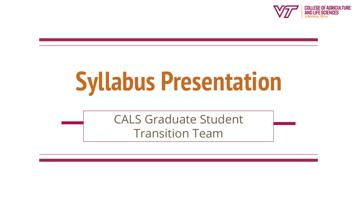 syllabus presentation