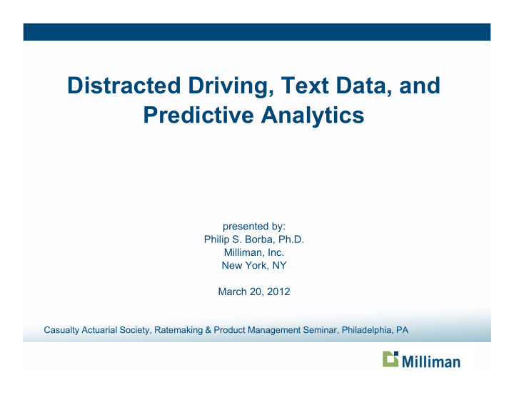 distracted driving text data and predictive analytics