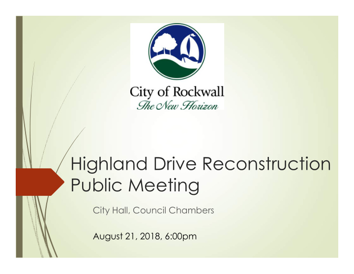 highland drive reconstruction public meeting