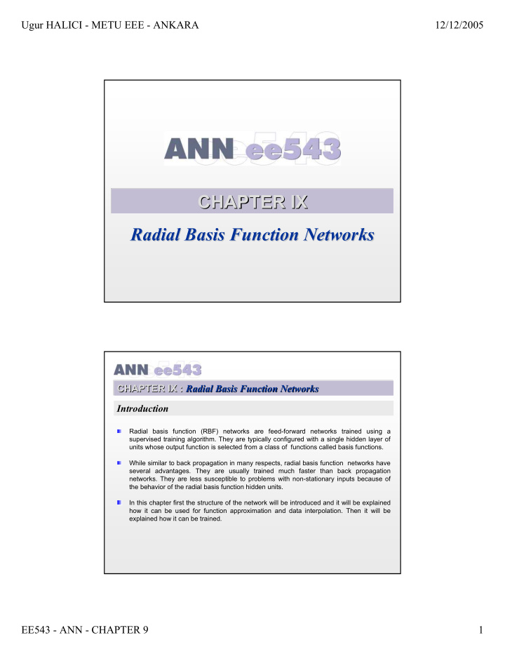 chapter ix ix chapter radial basis function networks