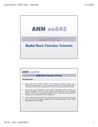 CHAPTER IX  IX  CHAPTER  Radial Basis Function Networks  Radial Basis Function Networks  CHAPTER IX