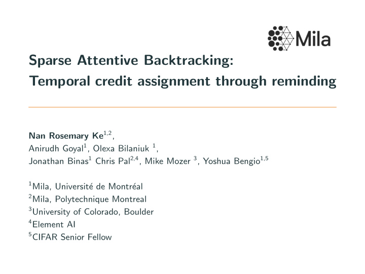 sparse attentive backtracking temporal credit assignment