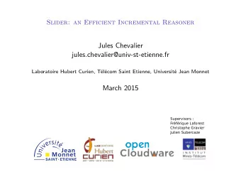 Jules Chevalier  jules.chevalier@univ-st-etienne.fr  Laboratoire Hubert Curien, Tlcom Saint