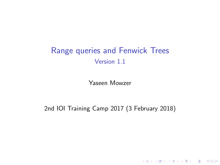 range queries and fenwick trees