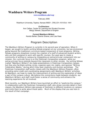 Sample &quot;Poeticizing&quot; Exercise  Help us &quot;poeticize&quot; the Washburn campus!  Match