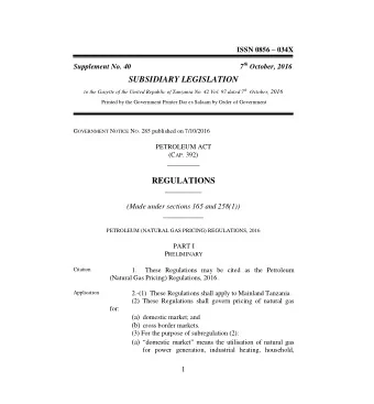 SUBSIDIARY LEGISLATION to the Gazette of the United Republic of Tanzania No. 42 Vol. 97 dated 7 th