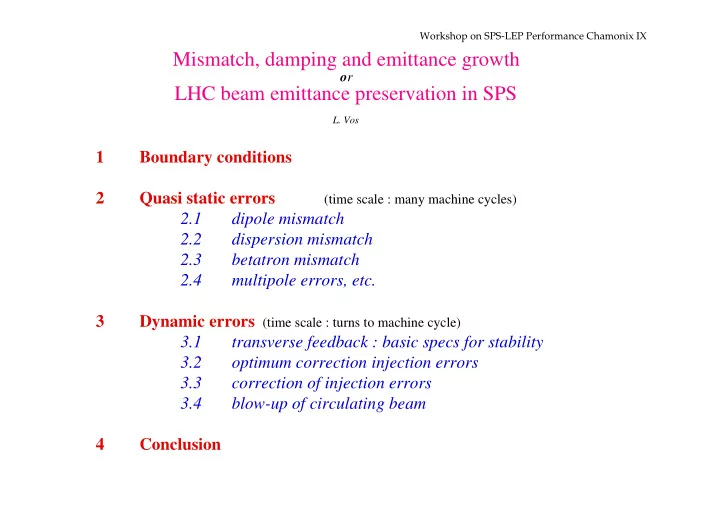 mismatch damping and emittance growth