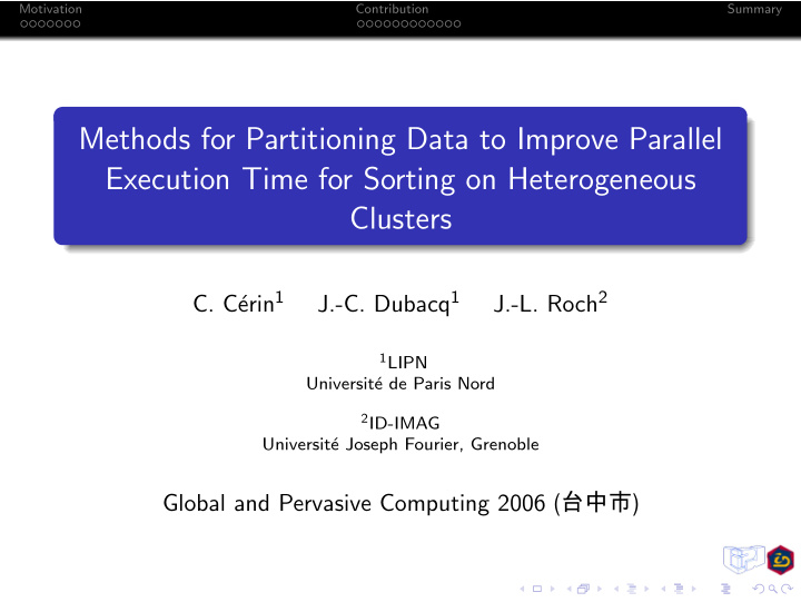 methods for partitioning data to improve parallel