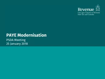 PAYE Modernisation  PSDA Meeting  25 January 2018  Agenda  PIT  Online Payroll Administration