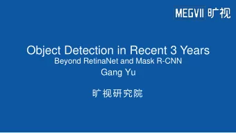 Object Detection in Recent 3 Years  Beyond RetinaNet and Mask R-CNN  Gang Yu