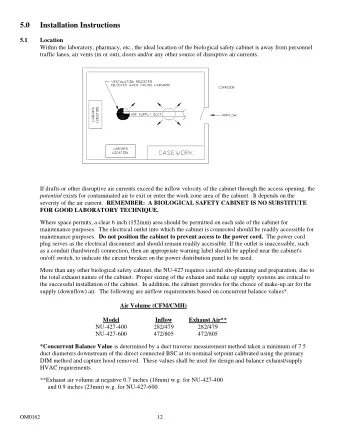 5.0  Installation Instructions  5.1  Location  Within the laboratory, pharmacy, etc., the ideal