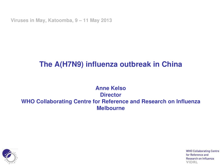the a h7n9 influenza outbreak in china