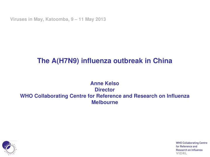 the a h7n9 influenza outbreak in china