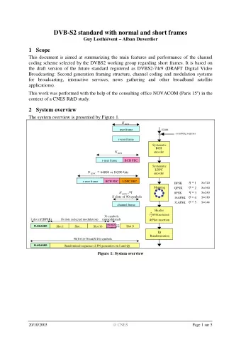 DVB-S2 standard with normal and short frames  Guy Lesthivent  Alban Duverdier 1 Scope  This