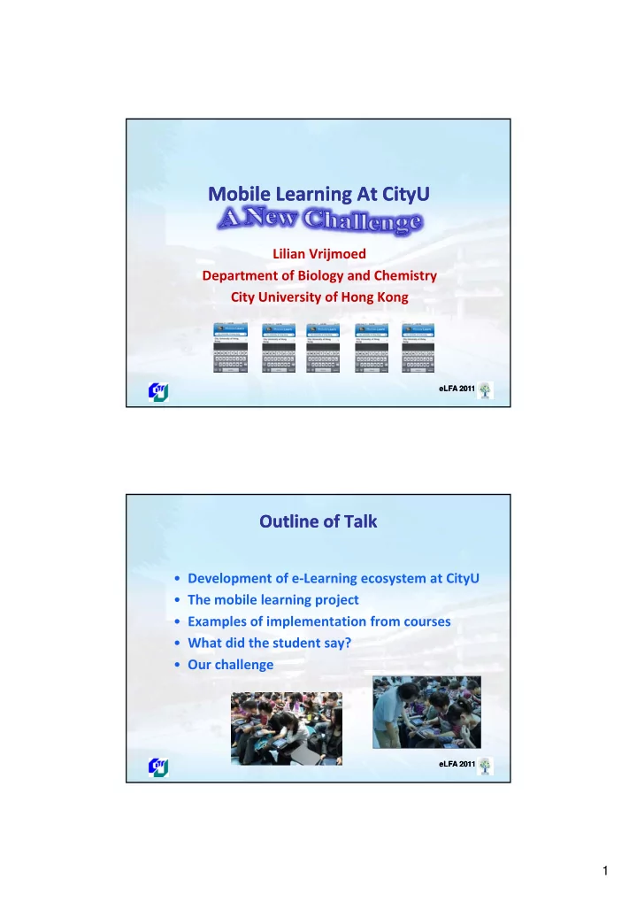mobile learning at cityu mobile learning at cityu
