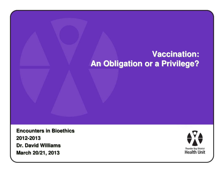 vaccination vaccination vaccination an obligation or a