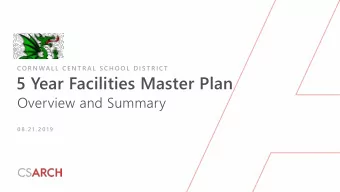 5 Year Facilities Master Plan  Overview and Summary  0 8 . 2 1 . 2 0 1 9  Agenda  Agenda  1. T  eam