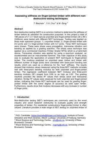 Assessing stiffness on finger-jointed timber with different non-  destructive testing techniques T.