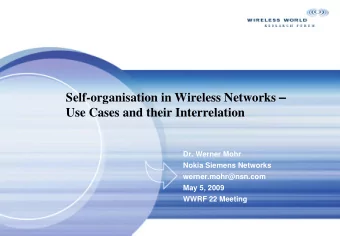 Self-organisation in Wireless Networks   Use Cases and their Interrelation  Dr. Werner Mohr