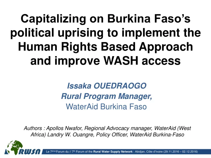 capitalizing on burkina faso s
