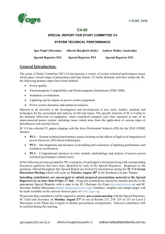 General Introduction:  The scope of Study Committee (SC) C4 incorporates a variety of system