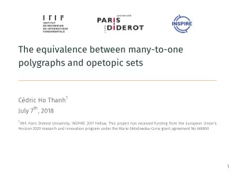 The equivalence between many-to-one  polygraphs and opetopic sets Cdric Ho Thanh 1 July 7 th ,