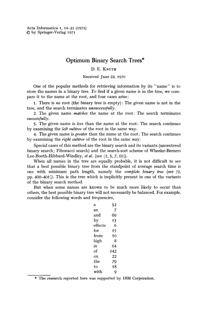 optimum binary search trees