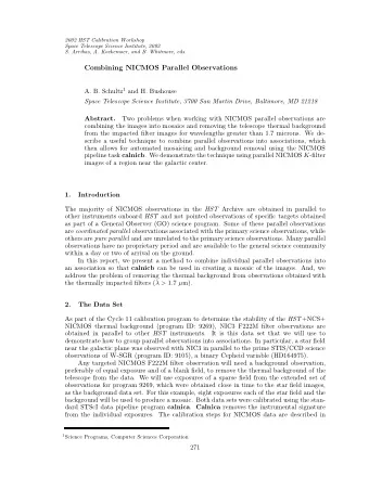 Combining NICMOS Parallel Observations A. B. Schultz 1 and H. Bushouse  Space Telescope Science
