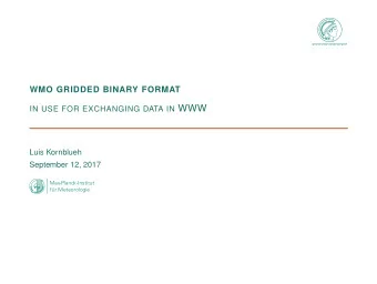 IN USE FOR EXCHANGING DATA IN WWW  Luis Kornblueh  September 12, 2017  Max-Planck-Institut  fr