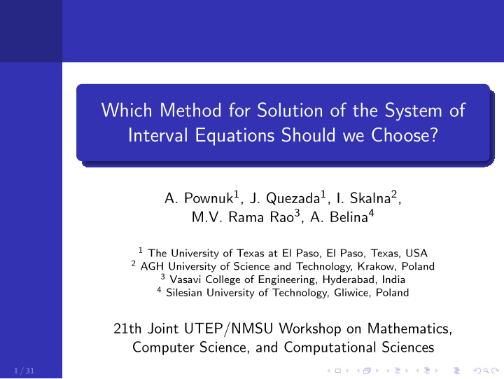 which method for solution of the system of interval