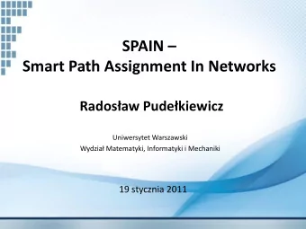 SPAIN   Smart Path Assignment In Networks  Radosaw Pudekiewicz  Uniwersytet Warszawski