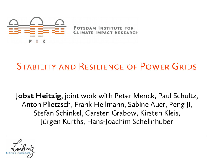 stability and resilience of power grids