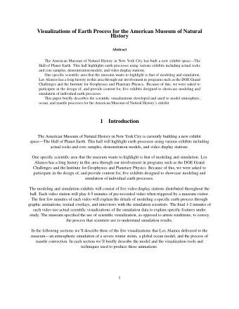 Visualizations of Earth Process for the American Museum of Natural  History  Abstract  The American