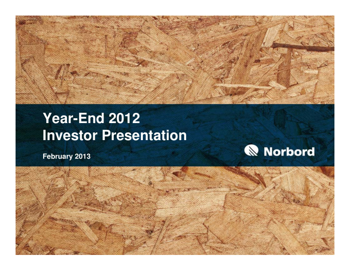 year end 2012 investor presentation