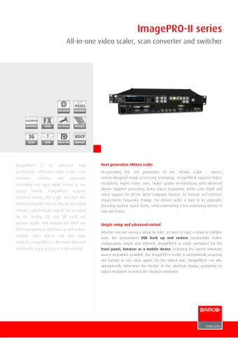 ImagePROII series  Allinone video scaler, scan converter and switcher  Next generation Athena