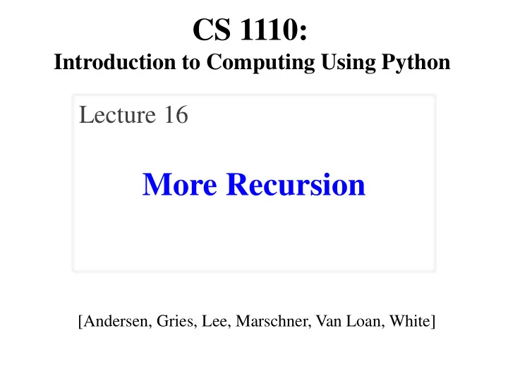 more recursion