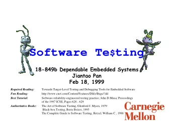 You Are Here  A lot of subtle relations to other topics  SW RELIABILITY  VERIFICATION/