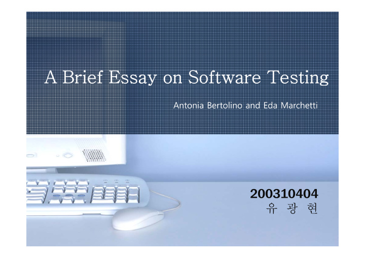 a a brief essay on software testing i f s f i