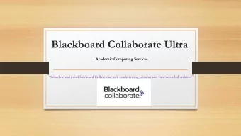Blackboard Collaborate Ultra  Academic Computing Services  Schedule and join Blackboard
