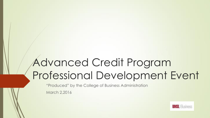 advanced credit program professional development event