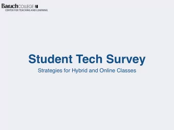 Student Tech Survey  Strategies for Hybrid and Online Classes  CENTER FOR TEACHING AND LEARNING