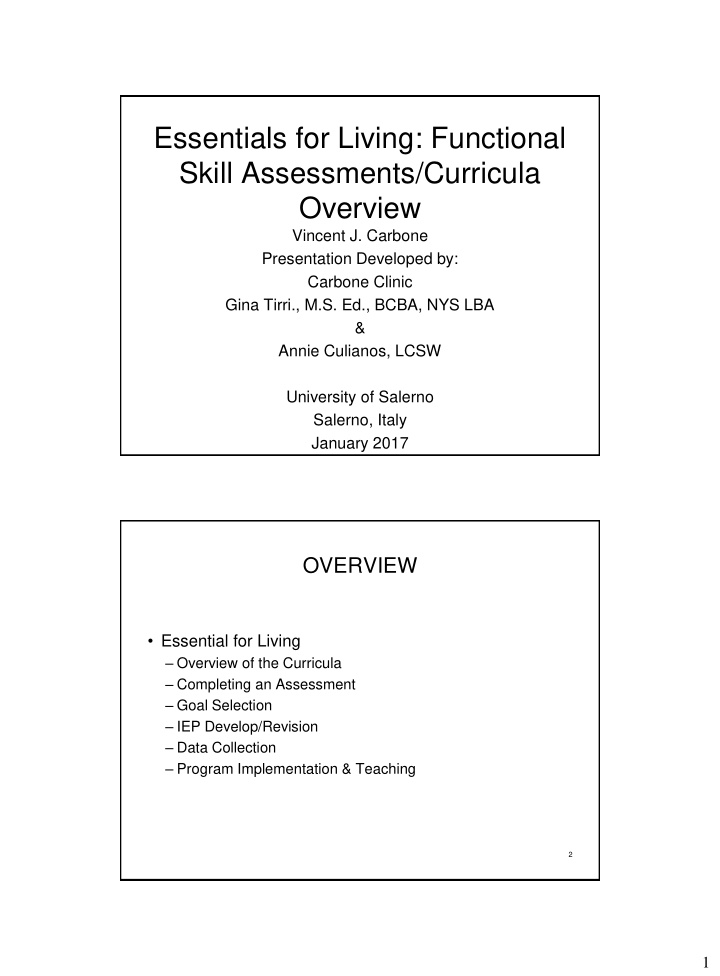 essentials for living functional skill assessments