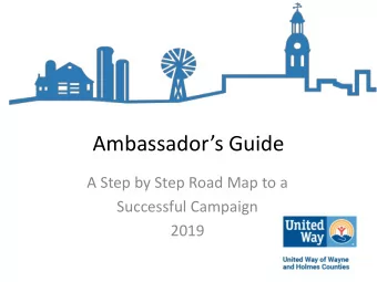 Ambassadors Guide  A Step by Step Road Map to a  Successful Campaign  2019  2019 Campaign Slogan
