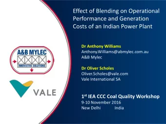 Effect of Blending on Operational  Performance and Generation  Costs of an Indian Power Plant  Dr