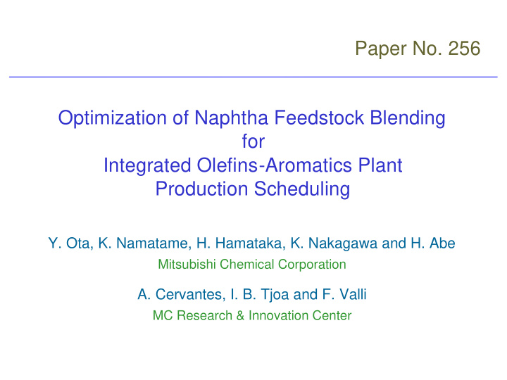 paper no 256 optimization of naphtha feedstock blending