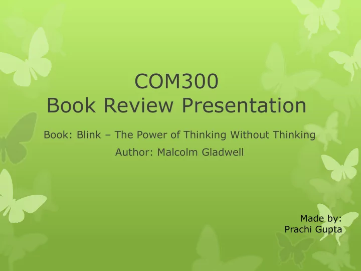 com300 book review presentation