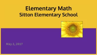 Elementary Math  Sitton Elementary School  May 2, 2017  Mindset  What is YOUR experience with math?