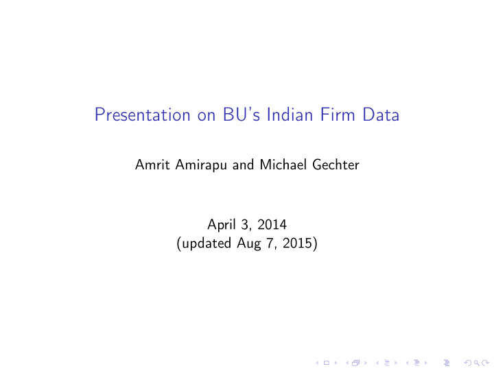 presentation on bu s indian firm data