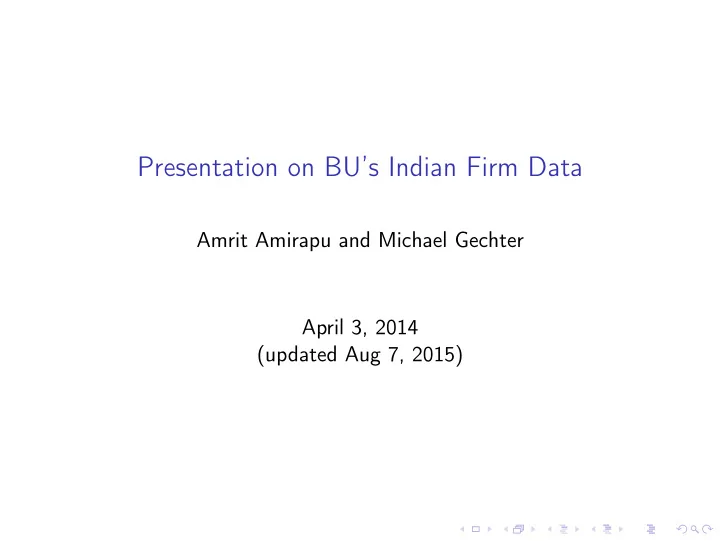 presentation on bu s indian firm data